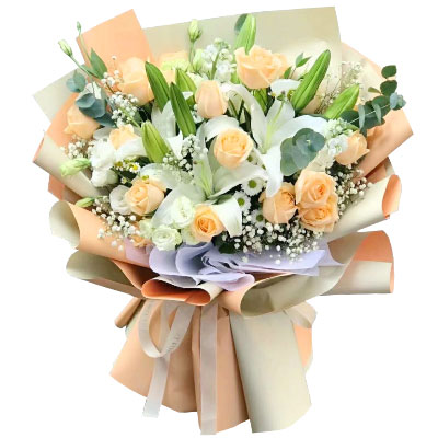 银川19朵香槟玫瑰百合，你是我的真爱