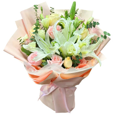 银川10朵玫瑰百合混搭，爱是难忘时刻